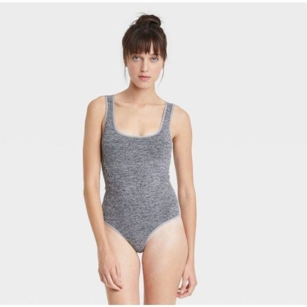 Colsie Bodysuit Gray Ribbed Knit Sleeveless Thong Womens Size Small - Picture 2 of 11